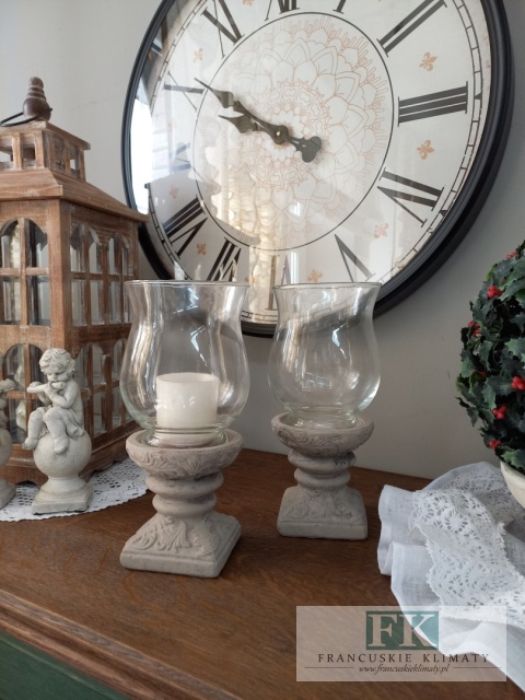 ŚWIECZNIK , LAMPION NA NODZE 27 CM SHABBY