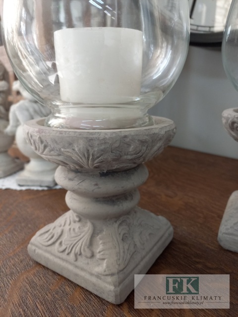 ŚWIECZNIK , LAMPION NA NODZE 27 CM SHABBY