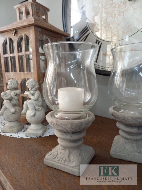 ŚWIECZNIK , LAMPION NA NODZE 27 CM SHABBY