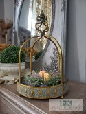 DEKORACYJNA TACA , KWIETNIK , LAMPION KORONA 51 CM ANTYCZNE ZŁOTO