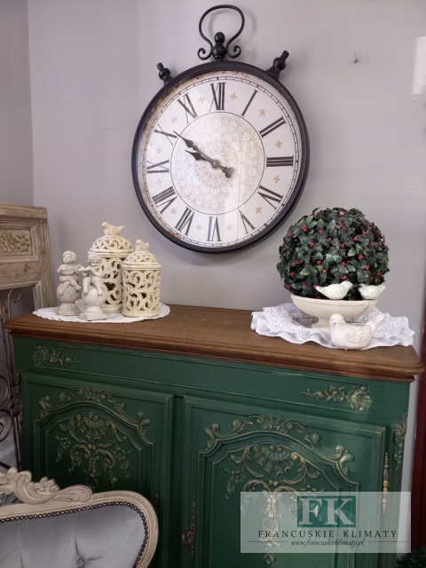 ZEGAR ŚCIENNY 75 CM , OKUTY W METALOWĄ RAMĘ PRZESZKLONY 