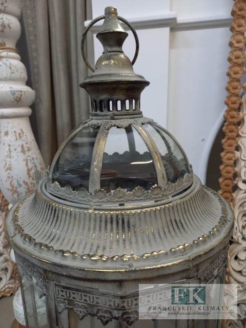 LATARNIA LAMPION METAL 80 CM , ZŁOTO ANTYCZNE