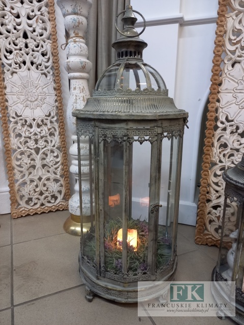 LATARNIA LAMPION METAL 80 CM , ZŁOTO ANTYCZNE