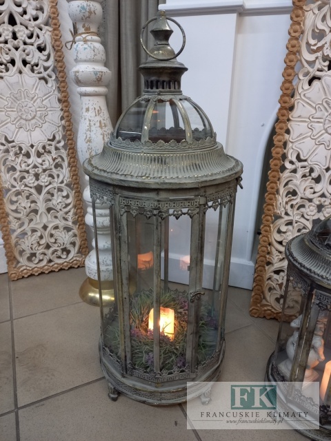 LATARNIA LAMPION METAL 80 CM , ZŁOTO ANTYCZNE