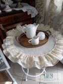 SERWETKA FALBANKA KORONKA KOŁO fi 70 cm BEŻ NATURA prowansja , shabby chic