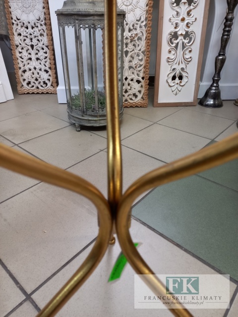 STOLIK METALOWY 64,5 cm W KOLORZE ZŁOTAZ LUSTRZANYM BLATEM