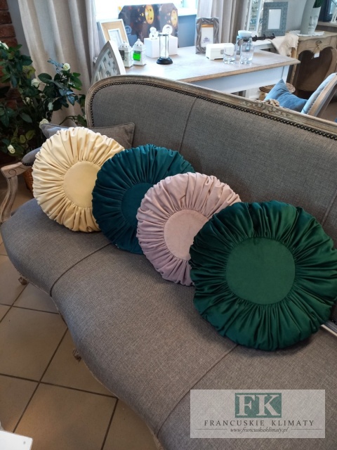 EKSKLUZYWNA PODUSZKA 40 CM BUTELKOWA ZIELEŃ PLISOWANA VELVET WELWET STYL FRANCUSKI