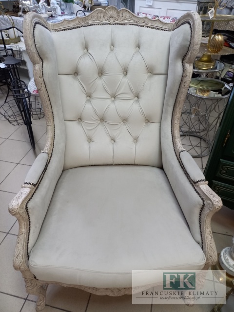 FRANCUSKI FOTEL WIELKI 115 CM DĄB antyczne drewno