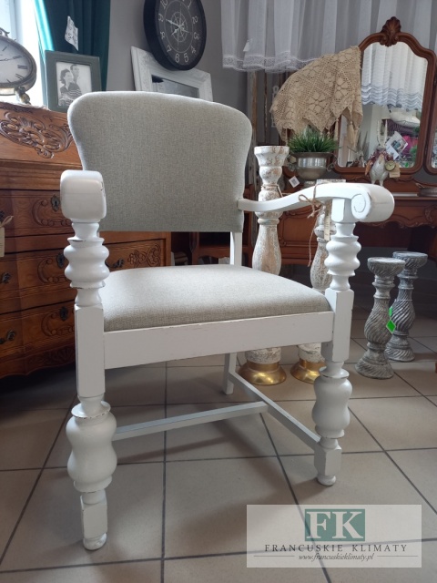 FRANCUSKI FOTEL cottage SHABBY biały beż
