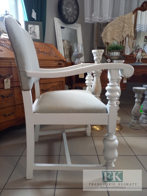 FRANCUSKI FOTEL cottage SHABBY biały beż