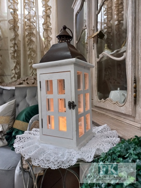 LATARNIA-LAMPION mała 45 CM W STYLU FRANCUSKIM, SHABBY, PROWANSJA.
