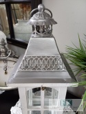 44 cm LATARNIA, LAMPION , mała BIAŁA FRANCJA , SHABBY