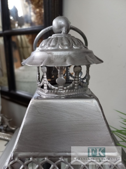 44 cm LATARNIA, LAMPION , mała BIAŁA FRANCJA , SHABBY