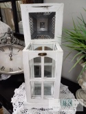 44 cm LATARNIA, LAMPION , mała BIAŁA FRANCJA , SHABBY