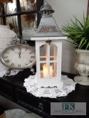 44 cm LATARNIA, LAMPION , mała BIAŁA FRANCJA , SHABBY