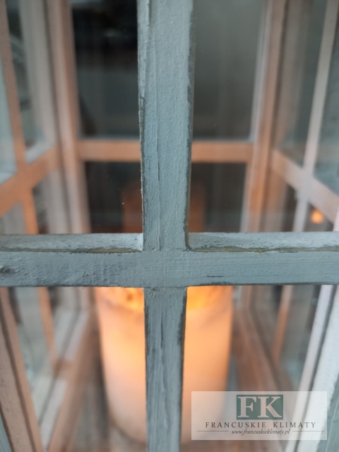 44 cm LATARNIA, LAMPION , mała BIAŁA FRANCJA , SHABBY