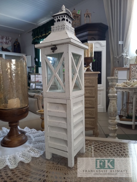 CUDOWNA LATARNIA , LAMPION DREWNO 63 cm MAŁA FRANCJA , SHABBY