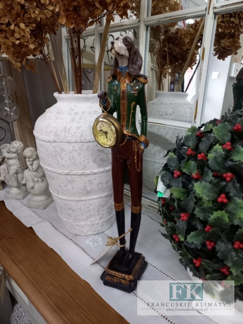 FIGURA PIES Z ZEGAREM WYS. 50 CM