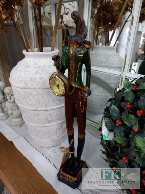 FIGURA PIES Z ZEGAREM WYS. 50 CM