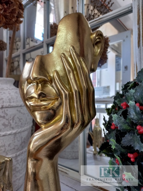 FIGURKA FIGURA MASKA TWARZ 43,5 CM ZŁOTO CZERŃ