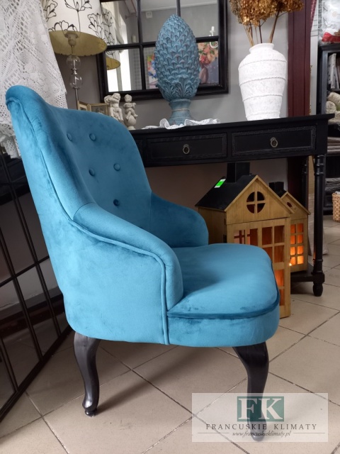 FOTEL LUDWIK PLUSZ pikowany pluszowy WYS 88 CM