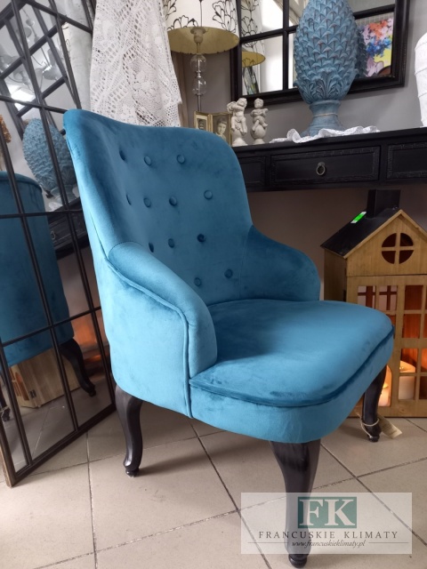 FOTEL LUDWIK PLUSZ pikowany pluszowy WYS 88 CM