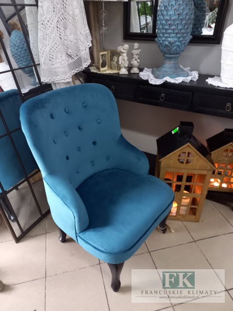 FOTEL LUDWIK PLUSZ pikowany pluszowy WYS 88 CM