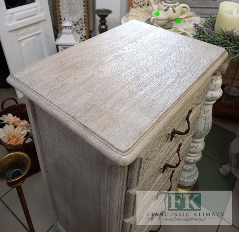 FRANCUSKA KOMODA DĄB SŁUPEK 92 CM antyczne drewno
