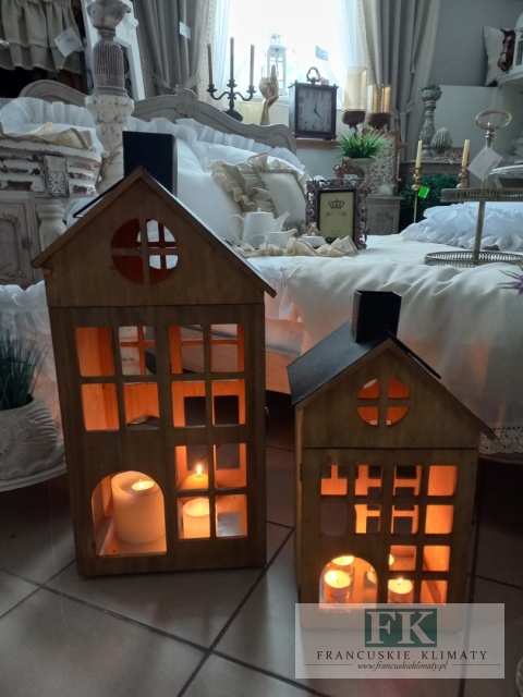 LAMPION LATARNIA DOMEK 74 CM DREWNO