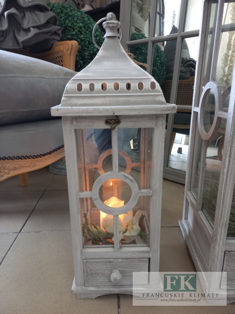 LATARNIA LAMPION 57 CM SZARA