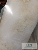 MATERIAŁ TKANINA ORGANZA ORGANTYNA KRESZOWANA KWIATUSZKI 280 CM ECRU - BEŻ