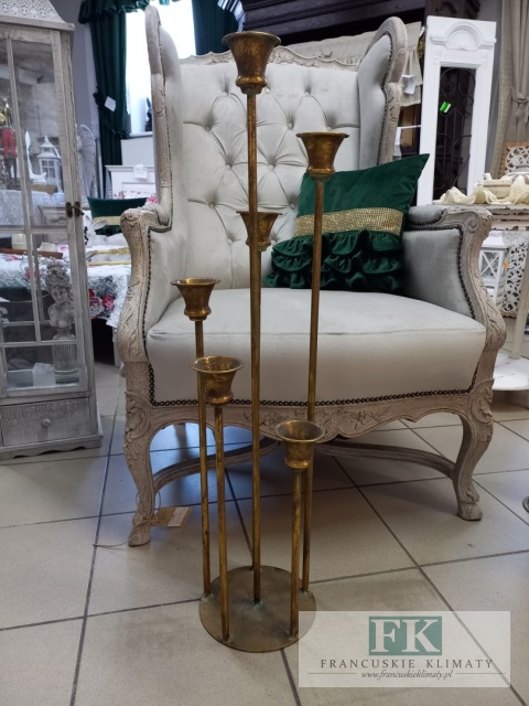 METALOWY ŚWIECZNIK 6 ramienny STYLIZOWANY 86 cm