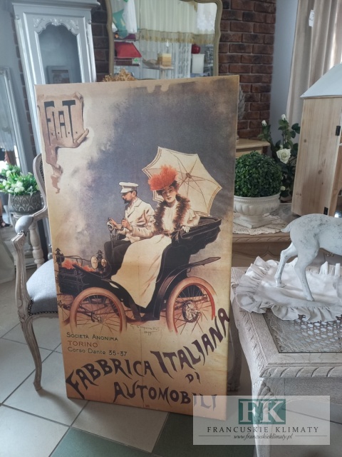 OBRAZ NA PŁÓTNIE RETRO FIAT 110 X 60 PROWANSJA SHABBY płótno CUDO