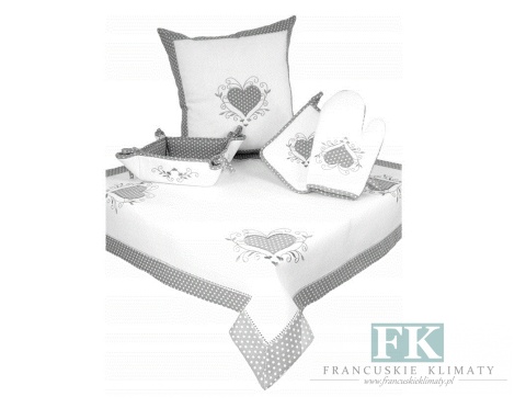 OBRUS 140X220 Z KOLEKCJI SZARE SERCE PROWANSJA SHABBY FRANCJA