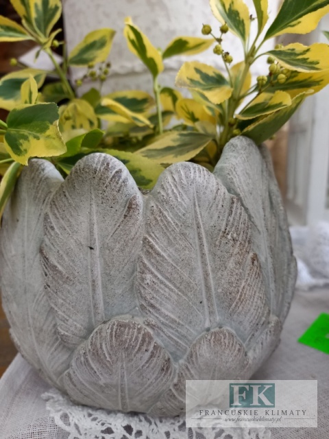 OSŁONKA wazon DONICA PIÓRO 12,5 CM DO WNĘTRZ I OGRODÓW W STYLU BOHO RUSTYKALNYM VINTAGE