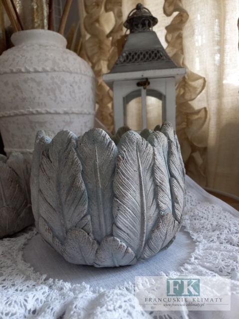 OSŁONKA wazon DONICA PIÓRO 15 CM DO WNĘTRZ I OGRODÓW W STYLU BOHO RUSTYKALNYM VINTAGE