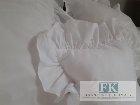 EKSKLUZYWNA POŚCIEL 140x200 FALBANY HANDMADE BAWEŁNA 100% FRANCJA PROWANSJA