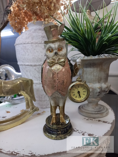 FIGURA SOWA Z ZEGAREM 28,5 cm
