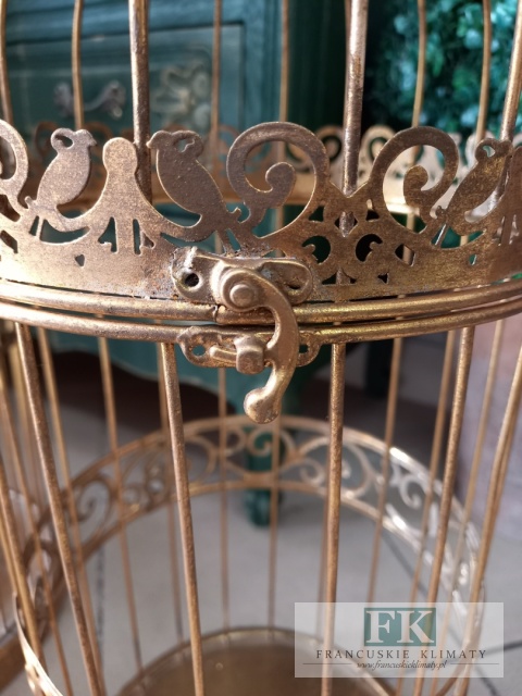 METALOWA KLATKA DEKORACYJNA 87 CM ZŁOTO