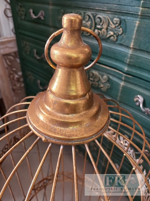 METALOWA KLATKA DEKORACYJNA 87 CM ZŁOTO