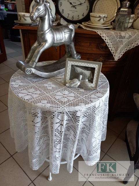 OBRUS NICIANY SZYDEŁKO fi 120 cm koło BIEL 100 % BAWEŁNA tkany klockowo SZYDEŁKOWY