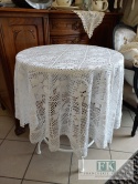 OBRUS NICIANY SZYDEŁKO fi 120 cm koło BIEL 100 % BAWEŁNA tkany klockowo SZYDEŁKOWY
