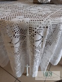 OBRUS NICIANY SZYDEŁKO fi 120 cm koło BIEL 100 % BAWEŁNA tkany klockowo SZYDEŁKOWY