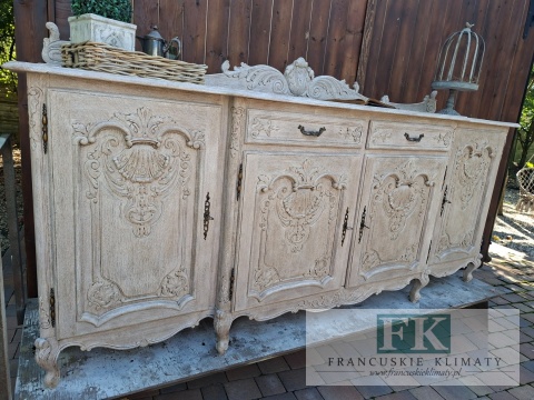 FRANCUSKA KOMODA DĄB 242 CM przebogate rzeżbienia ANTYCZNE DREWNO