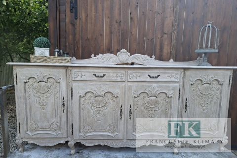 FRANCUSKA KOMODA DĄB 242 CM przebogate rzeżbienia ANTYCZNE DREWNO