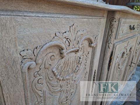 FRANCUSKA KOMODA DĄB 242 CM przebogate rzeżbienia ANTYCZNE DREWNO