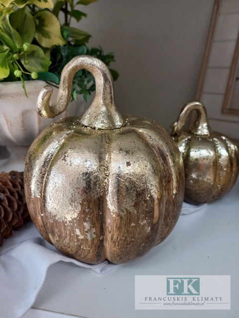 drewniana FIGURKA DYNIA 14,5 cm złoto
