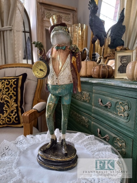 FIGURA ŻABA Z ZEGAREM 45,5 cm