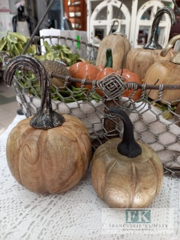DEKORACJA DYNIA 17 cm drewno , aluminium czerń