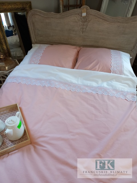 EKSKLUZYWNA POŚCIEL KORONKA TIULOWA 160x200 HANDMADE 160/200 BAWEŁNA 100% FRANCJA PROWANSJA
